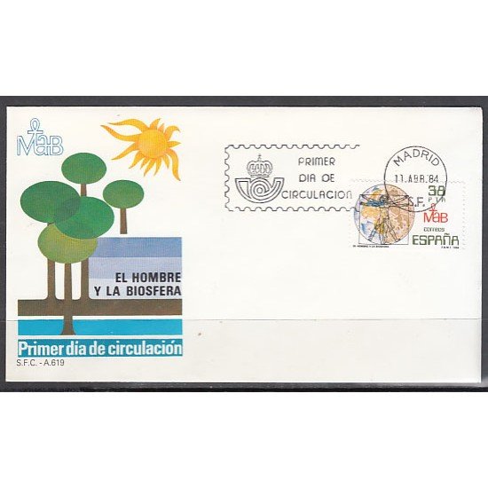 España Spain 2748 1984 El hombre y la biosfera SPD Sobre Primer Día España Spain 2748 1984 El hombre y la biosfera SPD Sobre Primer Día