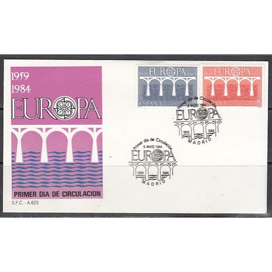 España Spain 2756/57 1984 Europa Cept XXV Aniversario SPD Sobre Primer Día España Spain 2756/57 1984 Europa Cept XXV Aniversario SPD Sobre Primer Día