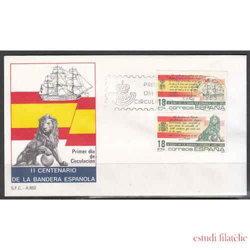 España Spain 2791/92 1985 II Centenario de la Bandera Española SPD Sobre Primer Día