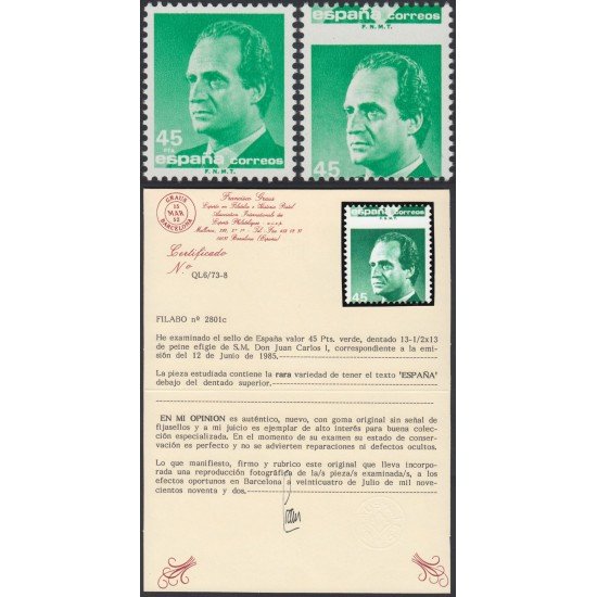 España Spain Variedad  2801c 1985 Juan Carlos I Variety