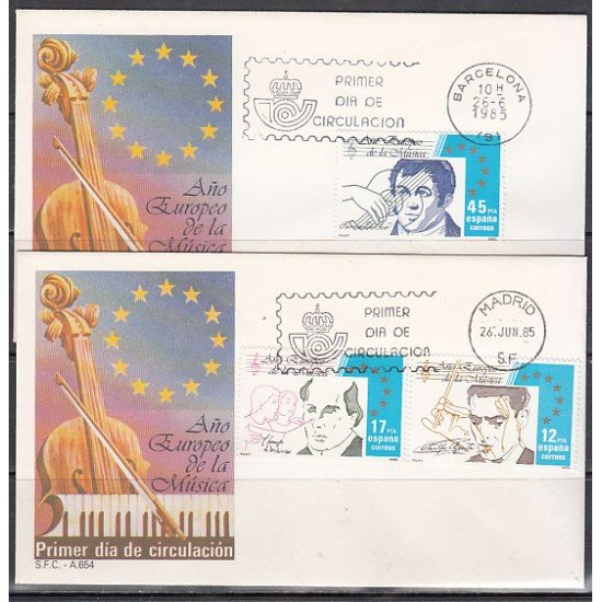 España Spain 2803/05 1985 Año Europeo de la Música SPD Sobre Primer Día España Spain 2803/05 1985 Año Europeo de la Música SPD Sobre Primer Día