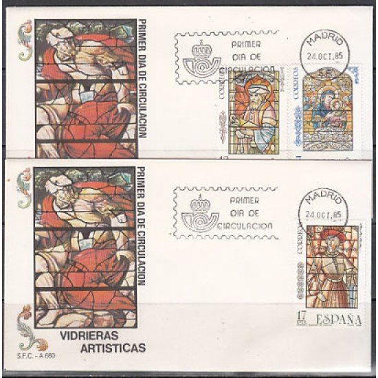 España Spain 2815/17 1985 Vidrieras artísticas SPD Sobre Primer Día España Spain 2815/17 1985 Vidrieras artísticas SPD Sobre Primer Día