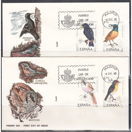 España Spain 2820/23 1985 Pájaros SPD Sobre Primer Día