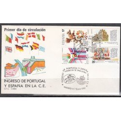 España Spain 2825/28 Año 1986 Ingreso de Portugal y España en la CEE SPD Sobre Primer Día España Spain 2825/28 Año 1986 Ingreso de Portugal y España en la CEE SPD Sobre Primer Día