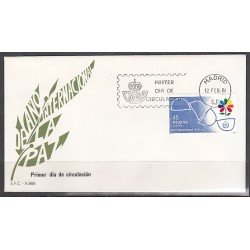 España Spain 2844 1986 Año Internacional de la Paz SPD Sobre Primer Día España Spain 2844 1986 Año Internacional de la Paz SPD Sobre Primer Día