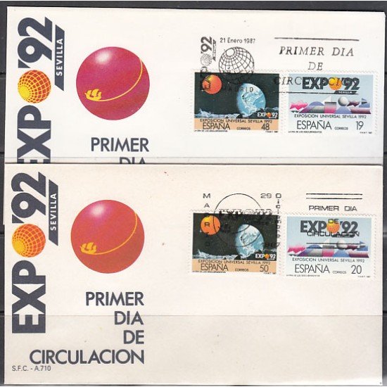 España Spain 2875/76 1987 Exposición Universal de Sevilla 92 SPD Sobre Primer Día España Spain 2875/76 1987 Exposición Universal de Sevilla 92 SPD Sobre Primer Día