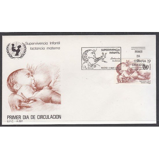 España Spain 2886 1987 Supervivencia infantil SPD Sobre Primer Día España Spain 2886 1987 Supervivencia infantil SPD Sobre Primer Día