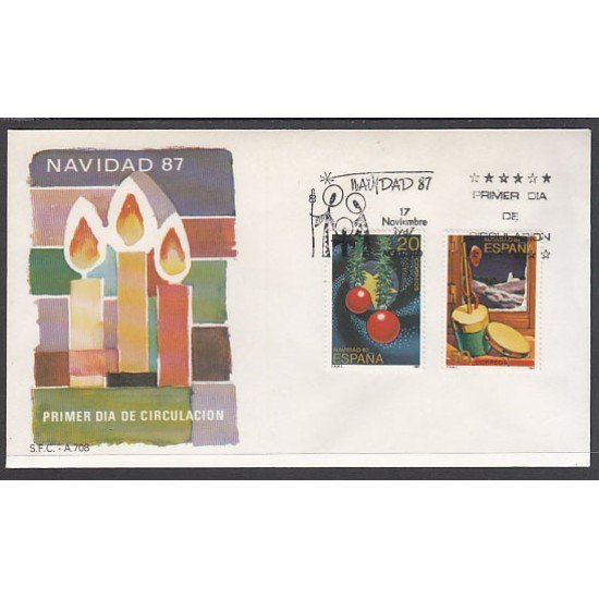 España Spain 2925/26 1987 Navidad SPD Sobre Primer Día España Spain 2925/26 1987 Navidad SPD Sobre Primer Día