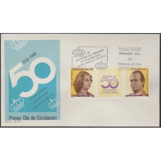 España Spain 2927/28 1988 L Aniversario del Natalicio de SSMM los Reyes de España SPD Sobre Primer Día España Spain 2927/28 1988 L Aniversario del Natalicio de SSMM los Reyes de España SPD Sobre Primer Día