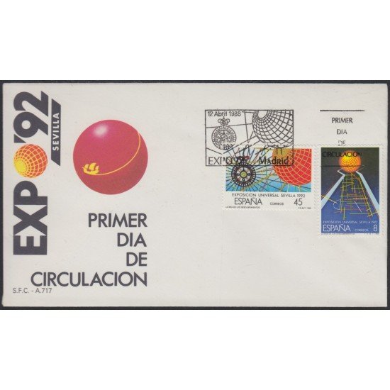 España Spain 2939/40 1988 Expo Universal 92 Sevilla SPD Sobre Primer Día