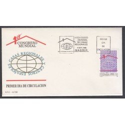 España Spain 2959 1988 I Congreso Mundial de Casas Regionales y Centros Españoles SPD Sobre Primer Día España Spain 2959 1988 I Congreso Mundial de Casas Regionales y Centros Españoles SPD Sobre Primer Día