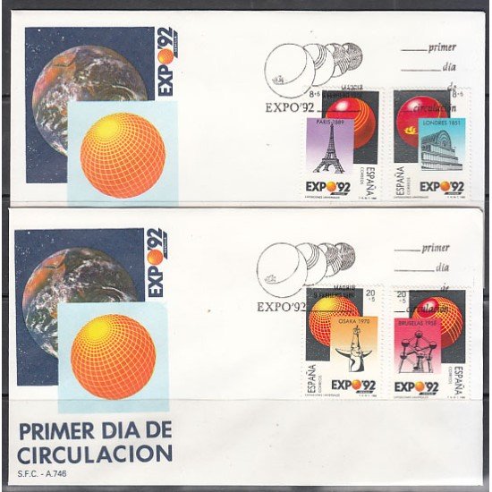 España Spain 2990/93 1989 Expo Universal de Sevilla Exposiciones Universales 92 SPD Sobre Primer Día España Spain 2990/93 1989 Expo Universal de Sevilla Exposiciones Universales 92 SPD Sobre Primer Día