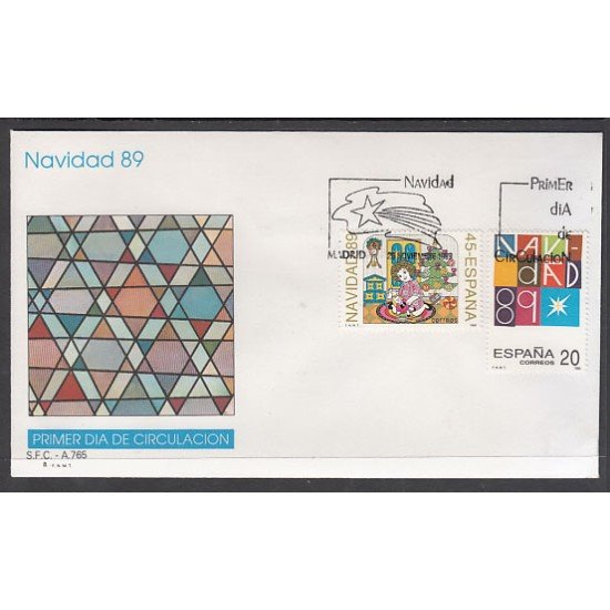 España Spain 3036/37 1989 Navidad SPD Sobre Primer Día España Spain 3036/37 1989 Navidad SPD Sobre Primer Día