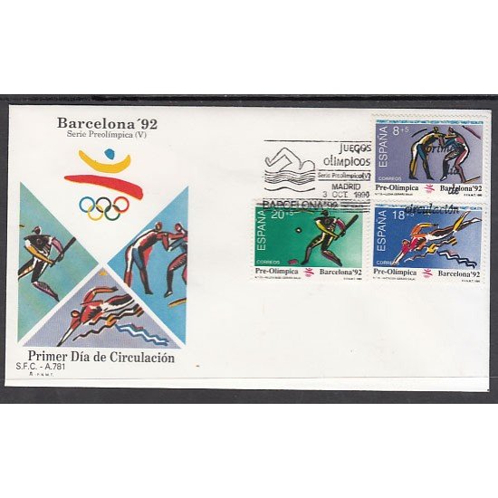 España Spain 3076/78 1990 Barcelona 92 V Serie Pre-Olímpica SPD Sobre Primer Día España Spain 3076/78 1990 Barcelona 92 V Serie Pre-Olímpica SPD Sobre Primer Día