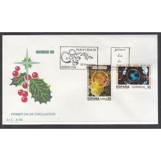 España Spain 3084/85 1990 Navidad SPD Sobre Primer Día España Spain 3084/85 1990 Navidad SPD Sobre Primer Día