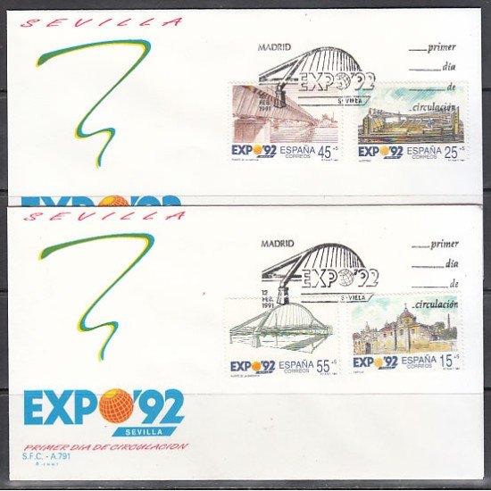 España Spain 3100/03 1991 Expo Universal de Sevilla SPD Sobre Primer Día España Spain 3100/03 1991 Expo Universal de Sevilla SPD Sobre Primer Día