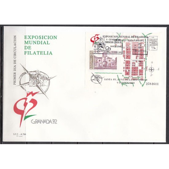 España Spain 3109 1991 II Centenario-Granada 92 SPD Sobre Primer Día España Spain 3109 1991 II Centenario-Granada 92 SPD Sobre Primer Día