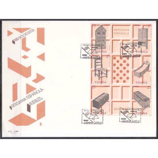 España Spain 3127/32 1991 Artesanía española Muebles SPD Sobre Primer Día