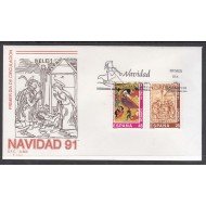 España Spain 3142/43 1991 Navidad SPD Sobre Primer Día