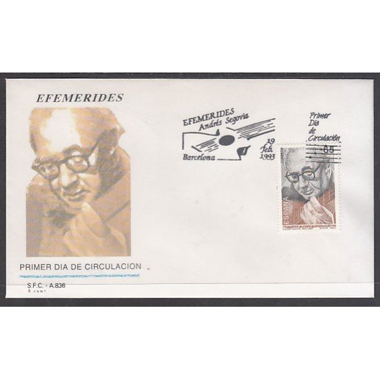 España Spain 3242 1993 I Centenario del nacimiento de Andrés Segovia SPD Sobre Primer Día España Spain 3242 1993 I Centenario del nacimiento de Andrés Segovia SPD Sobre Primer Día