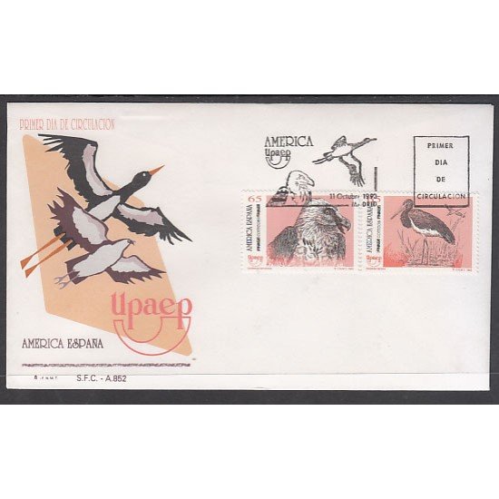 España Spain 3270/71 1993 América UPAEP Aves en peligro de extinción SPD Sobre Primer Día