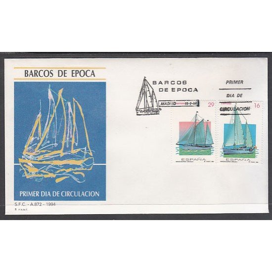 España Spain 3314/15 1994 Barcos de época SPD Sobre Primer Día