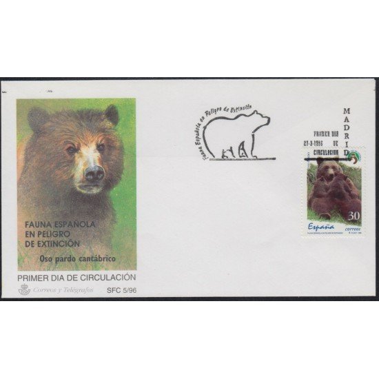 España Spain 3412 1996 Fauna española en peligro de extinción SPD Sobre Primer Día España Spain 3412 1996 Fauna española en peligro de extinción SPD Sobre Primer Día