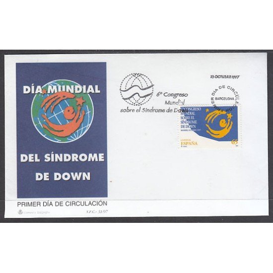 España Spain 3517 1997 VI Congreso Mundial sobre el Síndrome Down SPD Sobre Primer Día