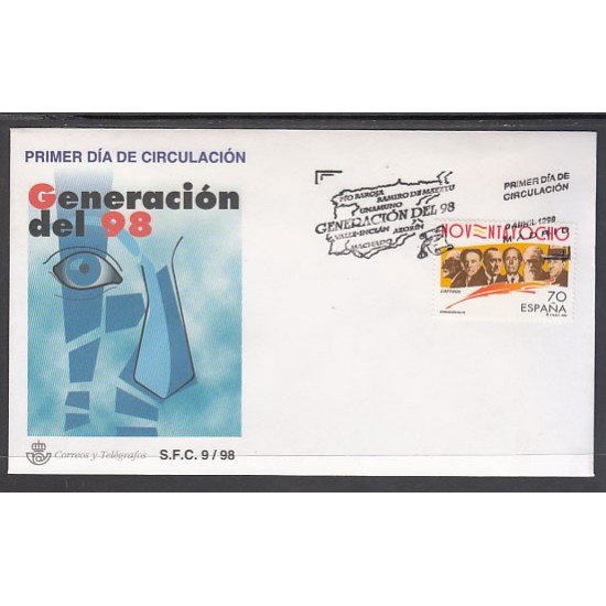 España Spain 3536 1998 Generación del 98 SPD Sobre Primer Día España Spain 3536 1998 Generación del 98 SPD Sobre Primer Día
