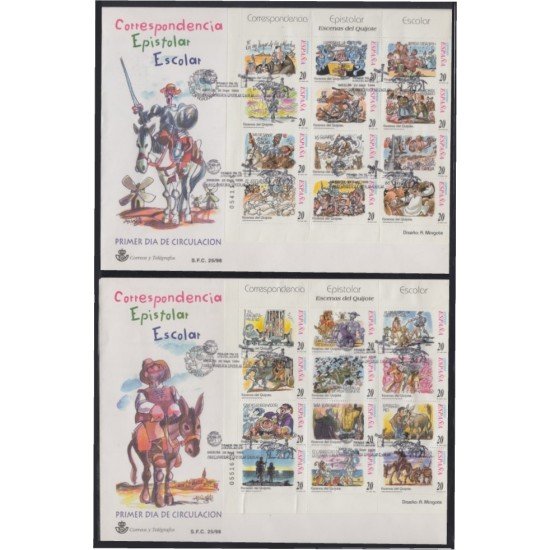 España Spain 3560/83 1998 Correspondencia Epistolar escolar Quijote SPD Sobre Primer Día