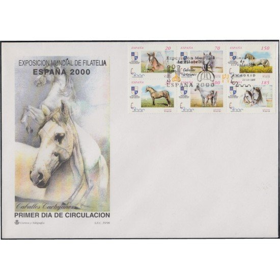 España Spain 3608/13A 1998 Expo Mundial Filatelia España 2000 SPD Sobre Primer Día