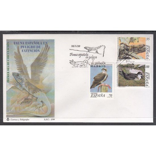 España Spain 3614/16 1999 Fauna española en peligro de extinción SPD Sobre Primer Día España Spain 3614/16 1999 Fauna española en peligro de extinción SPD Sobre Primer Día