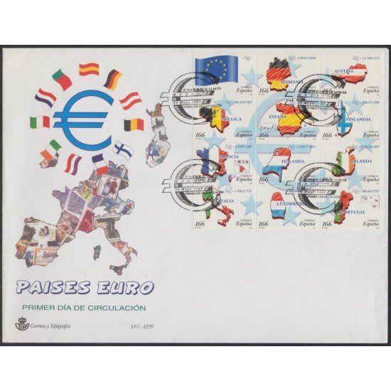 España Spain 3632/43 1999 Países del Euro SPD FDC SOBRE PRIMER DIA