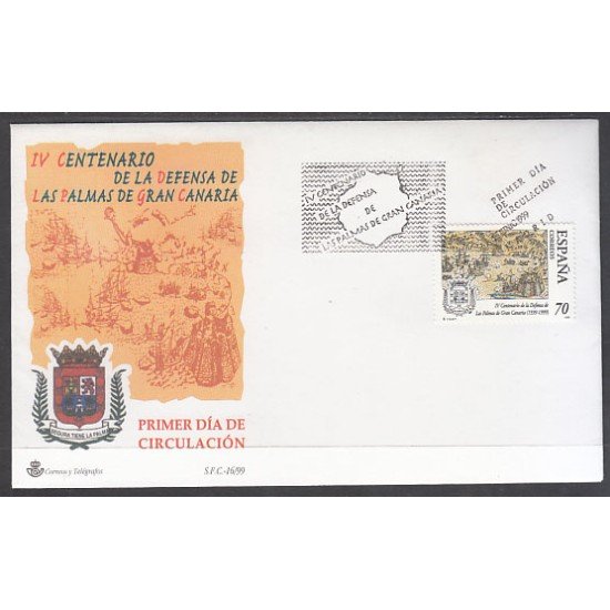 España Spain 3649 1999 IV Centenario de la Defensa de Las Palmas de Gran Canaria SPD Sobre Primer Día España Spain 3649 1999 IV Centenario de la Defensa de Las Palmas de Gran Canaria SPD Sobre Primer Día