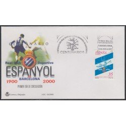 España Spain 3705 2000 Centenario del RCD Espanyol de Barcelona SPD Sobre Primer Día España Spain 3705 2000 Centenario del RCD Espanyol de Barcelona SPD Sobre Primer Día