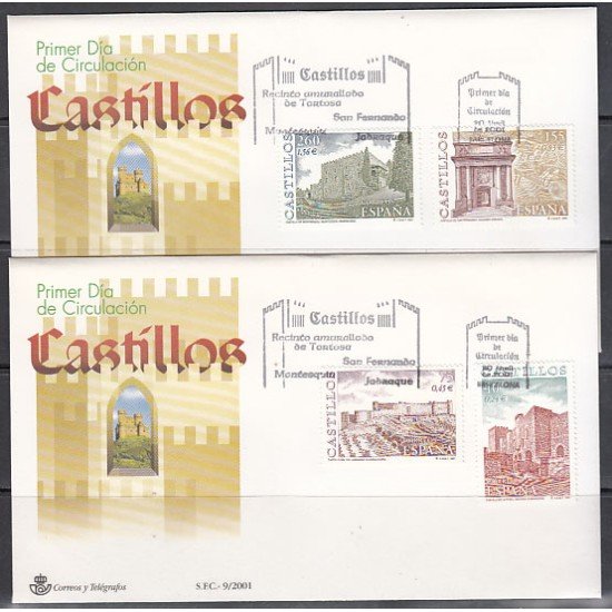 España Spain 3785/88 2001 Castillos SPD Sobre Primer Día España Spain 3785/88 2001 Castillos SPD Sobre Primer Día