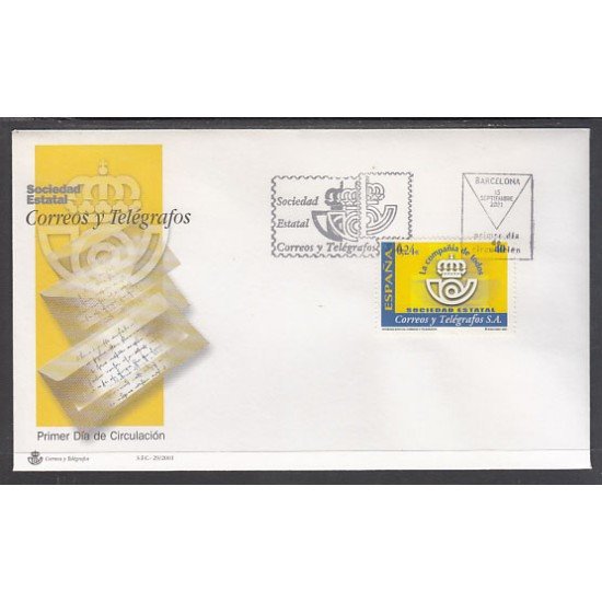 España Spain 3815 2001 Sociedad Estatal Correos y Telégrafos SPD Sobre Primer Día España Spain 3815 2001 Sociedad Estatal Correos y Telégrafos SPD Sobre Primer Día