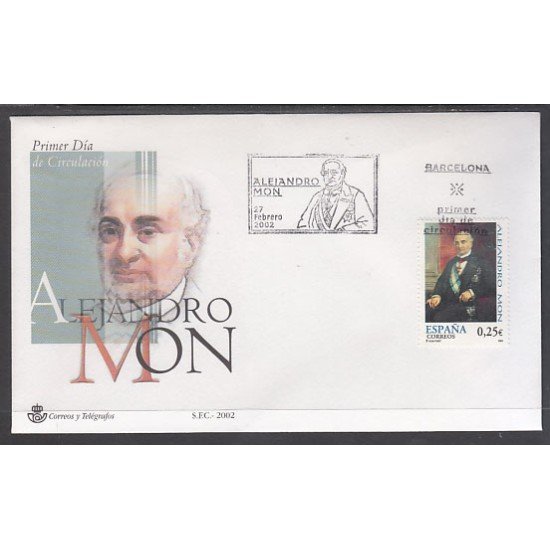 España Spain 3882 2002 II Centenario del nacimiento de Alejandro Mon SPD Sobre Primer Día