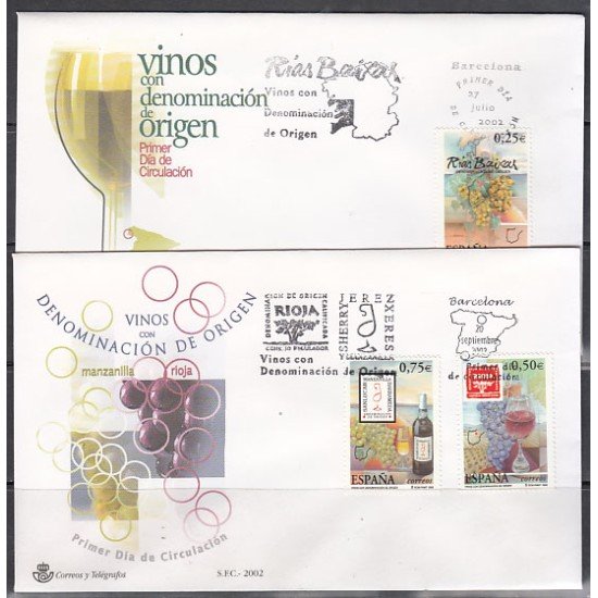 España Spain 3909/11 2002 Vinos con denominación de origen SPD Sobre Primer Día España Spain 3909/11 2002 Vinos con denominación de origen SPD Sobre Primer Día