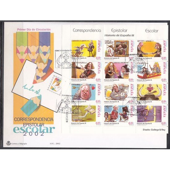 España Spain 3912/23 2002 Correspondencia Epistolar Escolar SPD Sobre Primer Día España Spain 3912/23 2002 Correspondencia Epistolar Escolar SPD Sobre Primer Día