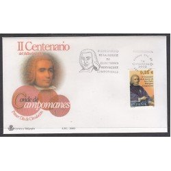 España Spain 3960 2003 II Centenario de la muerte de Don Pedro Rodríguez Campomanes SPD Sobre Primer Día España Spain 3960 2003 II Centenario de la muerte de Don Pedro Rodríguez Campomanes SPD Sobre Primer Día