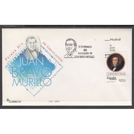 España Spain 3994 2003 II Centenario del nacimeinto de Juan Bravo Murillo 1803 1873, SPD FDC SOBRE PRIMER DIA España Spain 3994 2003 II Centenario del nacimeinto de Juan Bravo Murillo 1803 1873, SPD FDC SOBRE PRIMER DIA