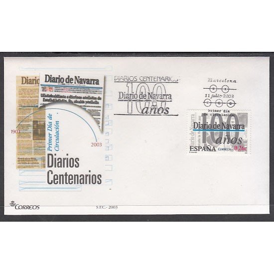 España Spain 4000 2003 Centenario del Diario de Navarra SPD Sobre Primer Día