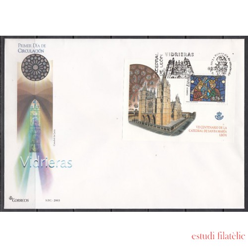 España Spain 4020 2003 Vidrieras de la catedral de Santa Maria de León, SPD FDC SOBRE PRIMER DIA 