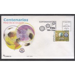 España Spain 4082 2004 Centenario de la Federación Internacional de Fútbol Asociación FIFA SPD Sobre Primer Día España Spain 4082 2004 Centenario de la Federación Internacional de Fútbol Asociación FIFA SPD Sobre Primer Día