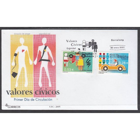 España Spain 4150/51 2005 Valores cívicos SPD Sobre Primer Día España Spain 4150/51 2005 Valores cívicos SPD Sobre Primer Día