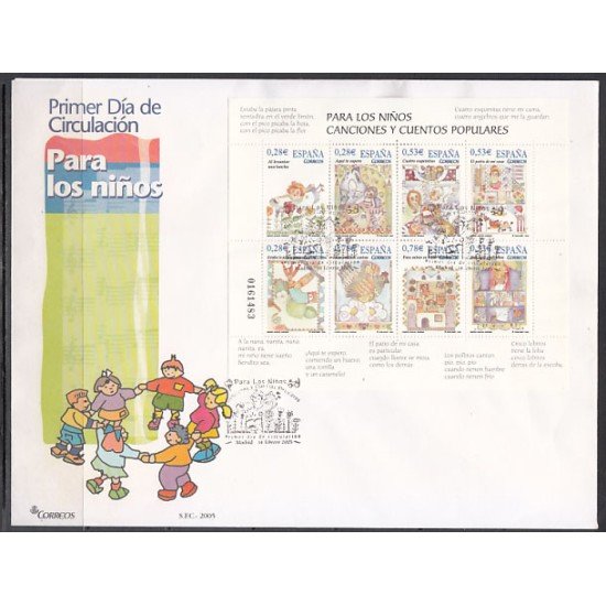 España Spain 4154 2005 Para los niños Canciones y Cuentos populares SPD Sobre Primer Día España Spain 4154 2005 Para los niños Canciones y Cuentos populares SPD Sobre Primer Día