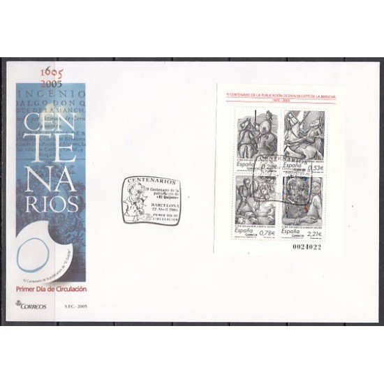 España Spain 4161 2005 IV Centenario de la publicación de El Ingenioso Hidalgo Don Quijote de la Mancha SPD Sobre Primer Día España Spain 4161 2005 IV Centenario de la publicación de El Ingenioso Hidalgo Don Quijote de la Mancha SPD Sobre Primer Día
