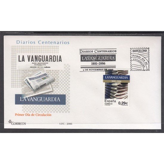 España Spain 4283 2006 Diarios Centenarios La Vanguardia SPD Sobre Primer Día España Spain 4283 2006 Diarios Centenarios La Vanguardia SPD Sobre Primer Día