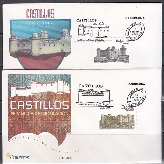 España Spain 4439/40 2008 Castillos SPD Sobre Primer Día España Spain 4439/40 2008 Castillos SPD Sobre Primer Día